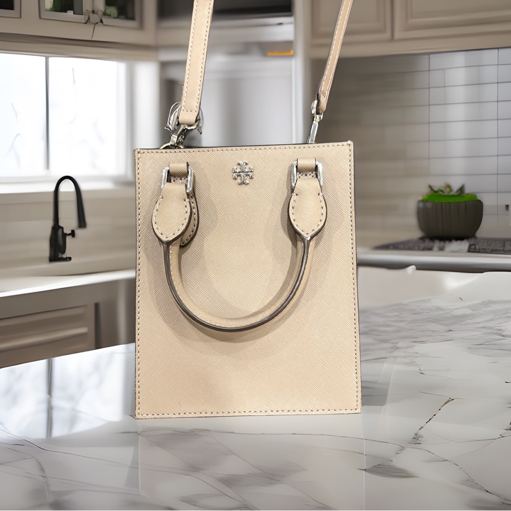 Tory Burch cross body, mushroom taupe, never used, authentic!